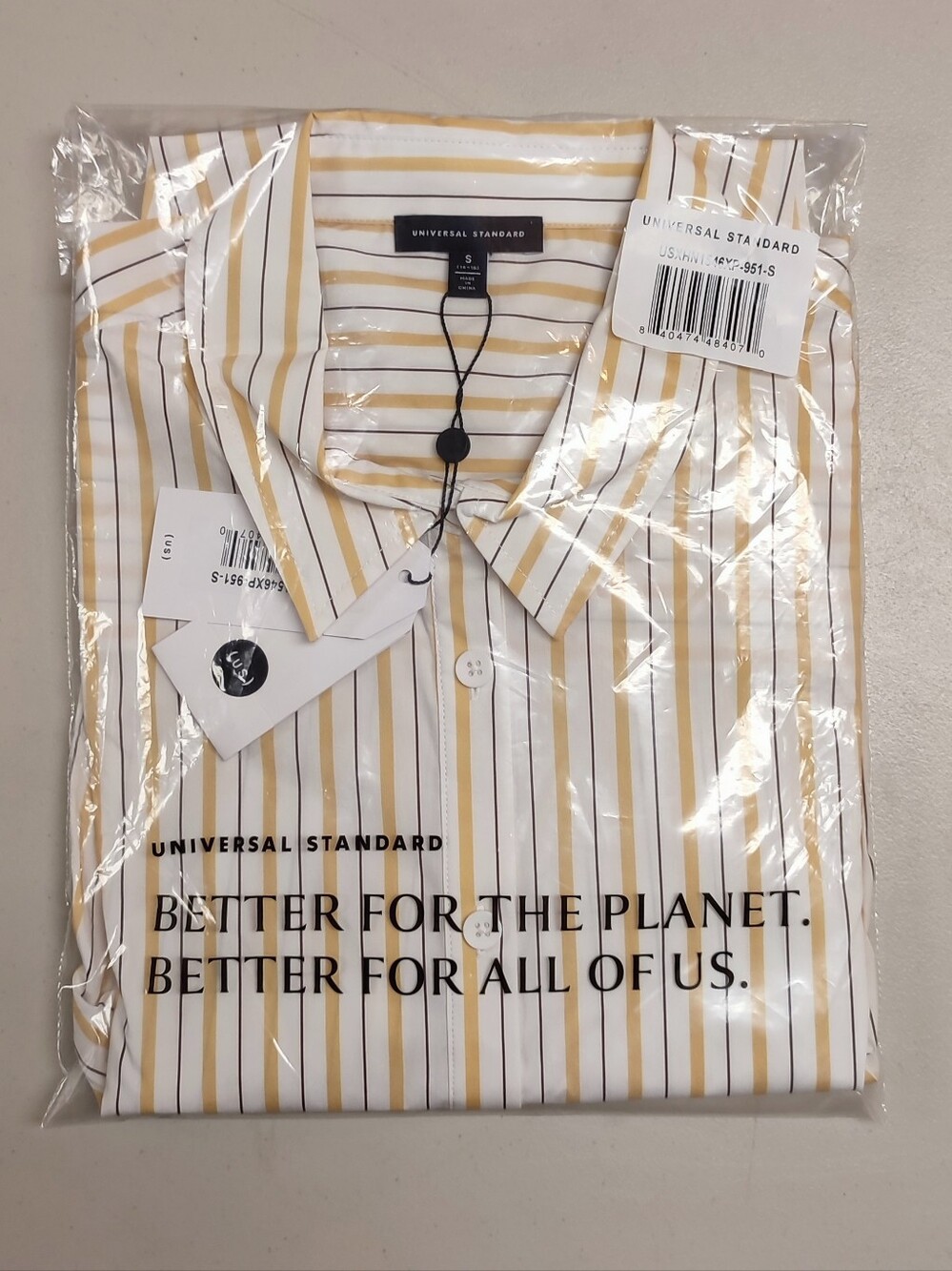 Universal Standard Henning x US Madison Shirt - Yellow Multi Stripe size 14-16 - Picture 4 of 8